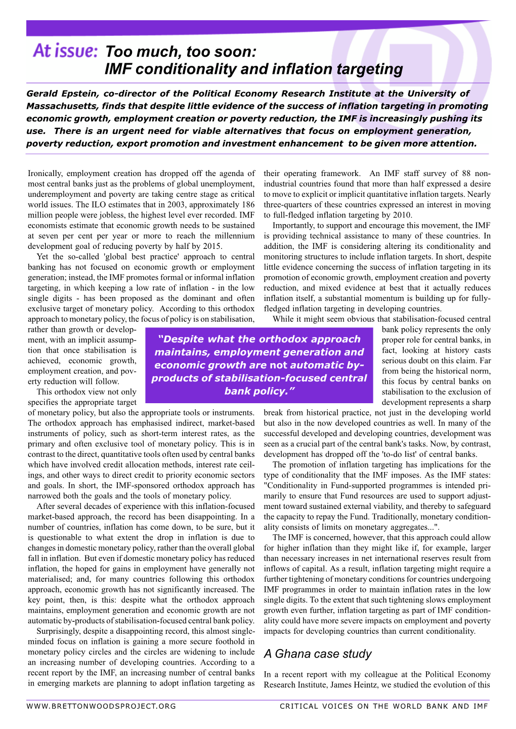 IMF Conditionality and Inflation Targeting