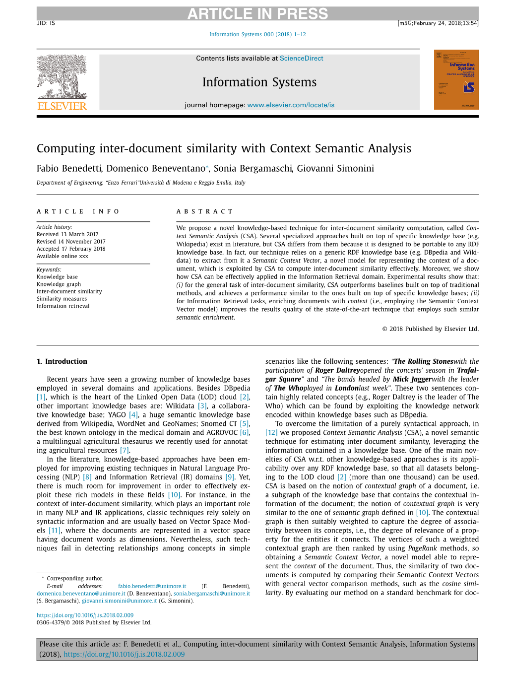 Computing Inter-Document Similarity with Context Semantic Analysis