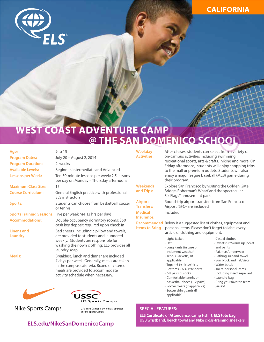 WEST COAST ADVENTURE Camp @ the SAN Domenico SCHOOL