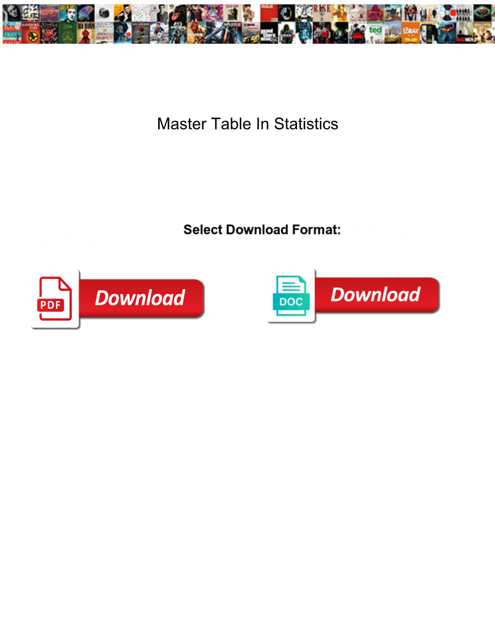 Master Table in Statistics