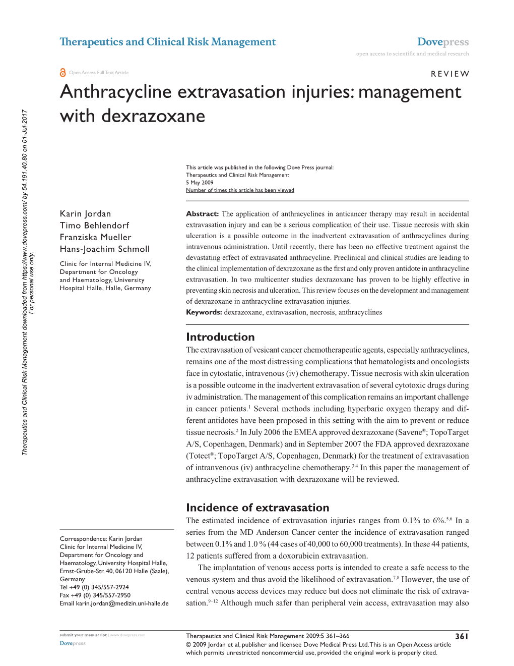 TCRM-3694-Anthracycline Extravasation