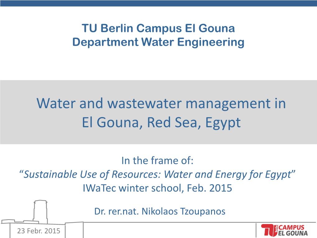 Water and Wastewater Management in El Gouna, Red Sea, Egypt