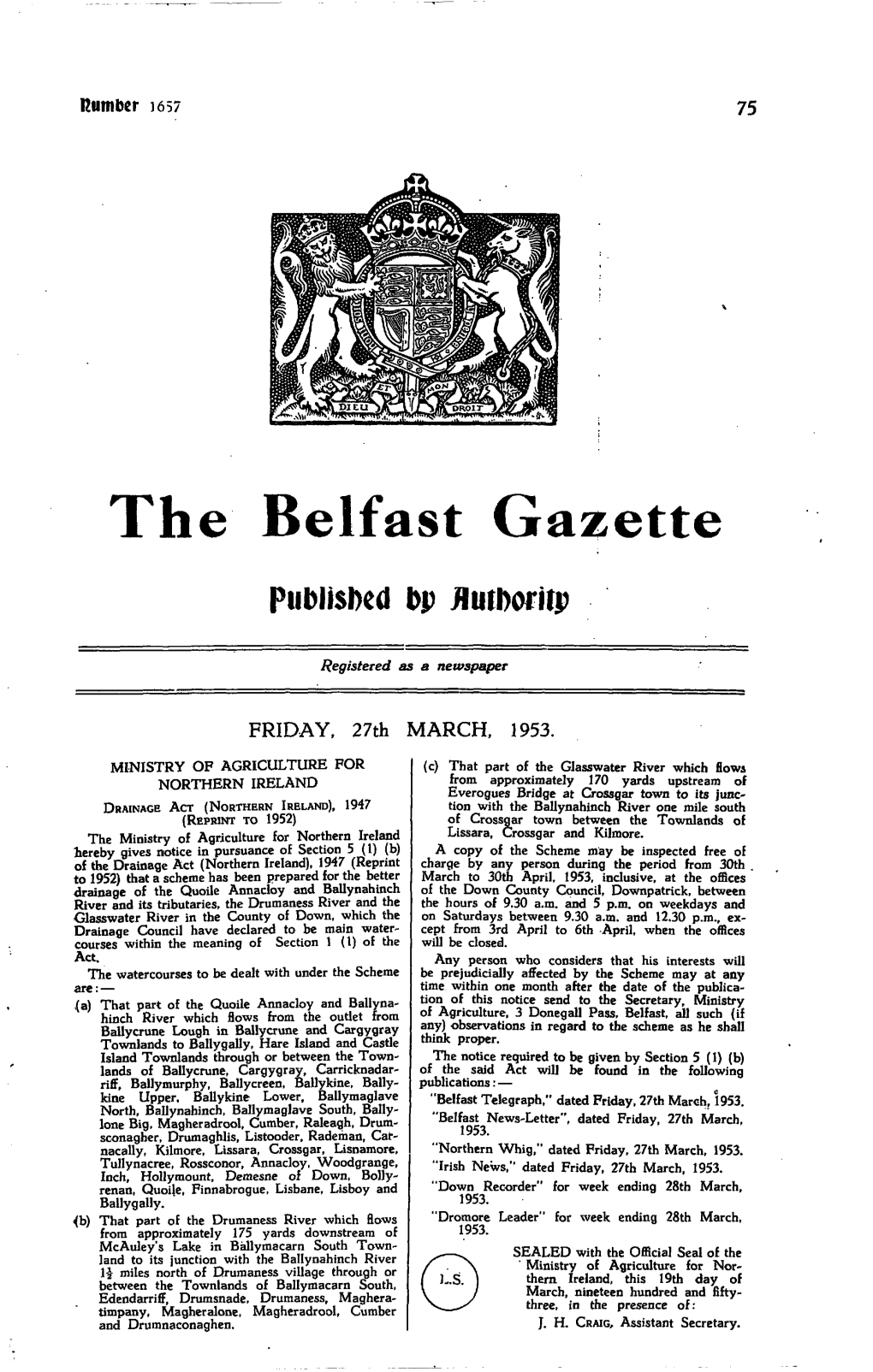 The Belfast Gazette Published Bp