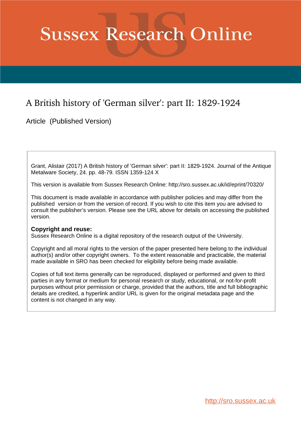 A British History of 'German Silver': Part II: 1829­1924