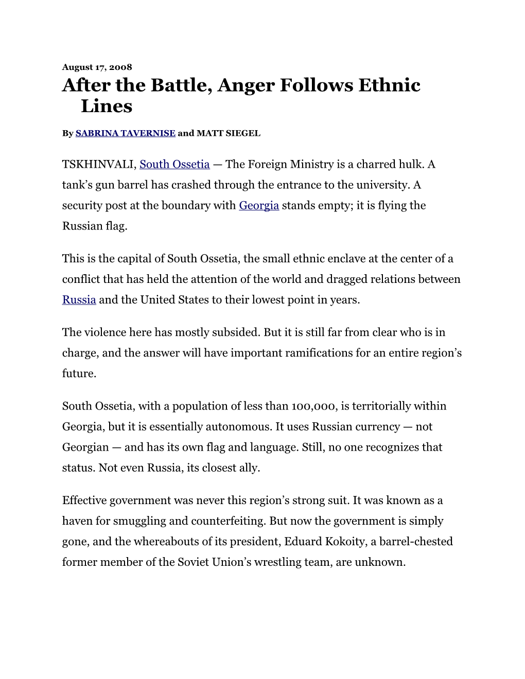After the Battle, Anger Follows Ethnic Lines