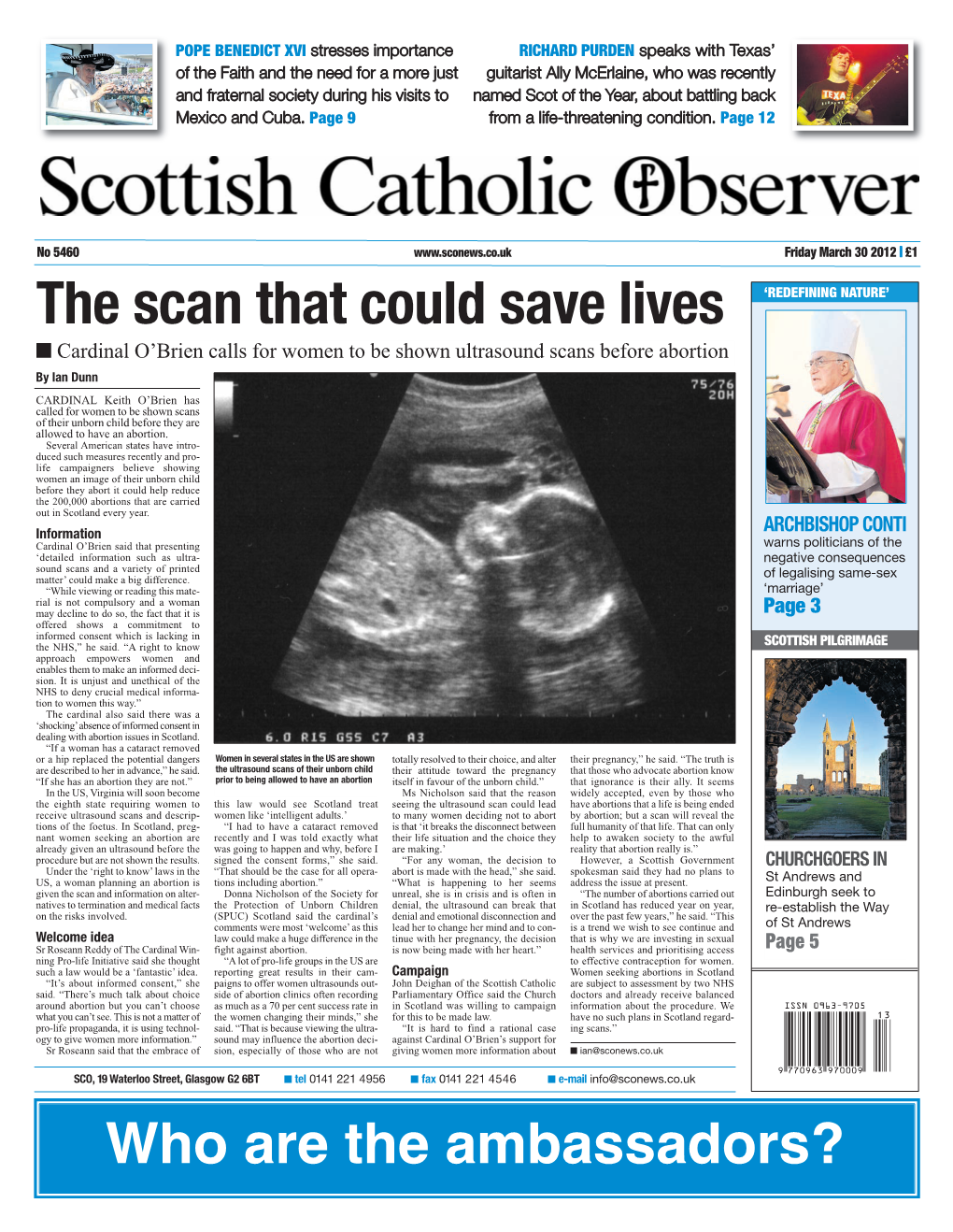 The Scan That Could Save Lives ‘REDEFINING NATURE’ I Cardinal O’Brien Calls for Women to Be Shown Ultrasound Scans Before Abortion by Ian Dunn