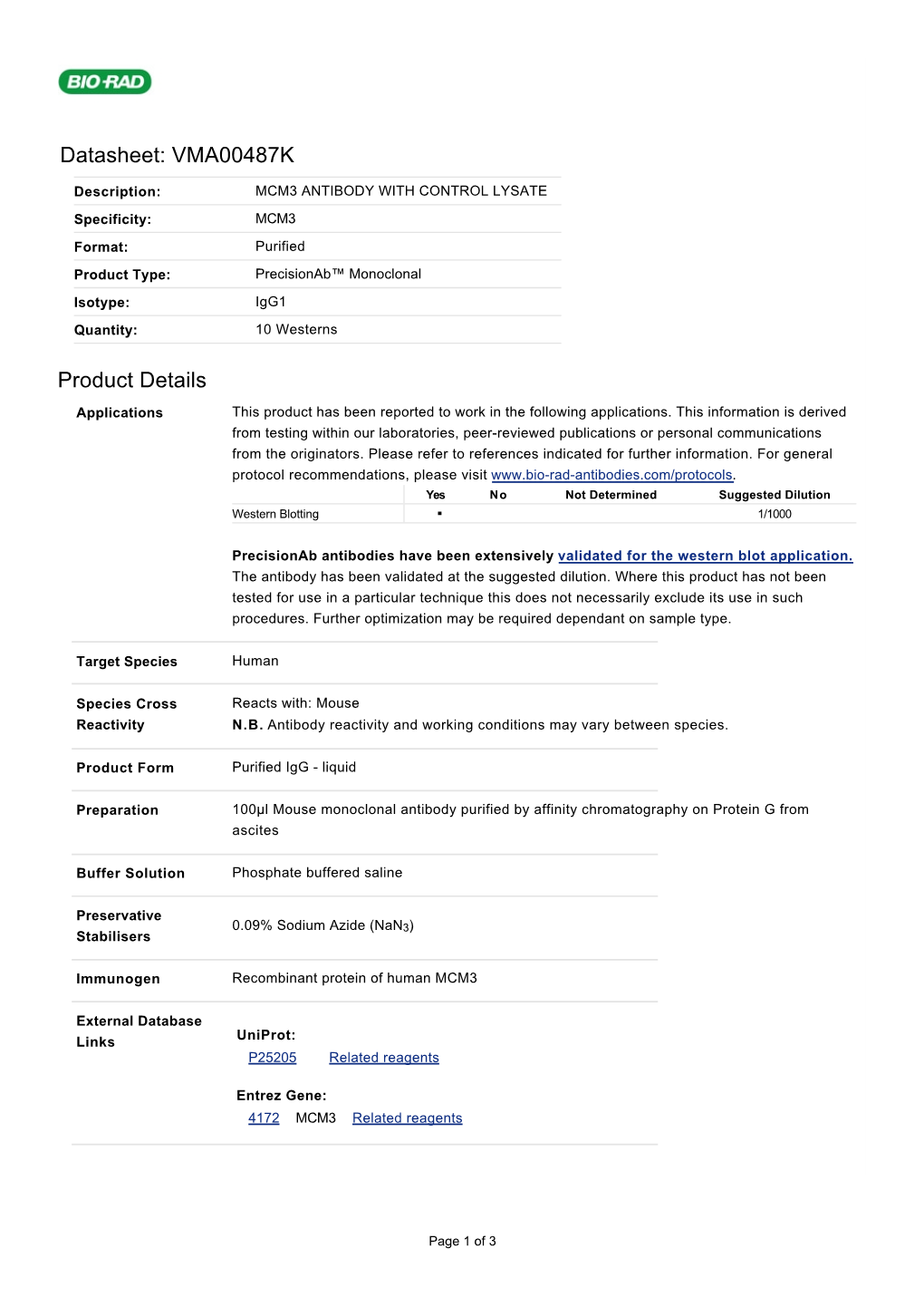 Datasheet: VMA00487K Product Details