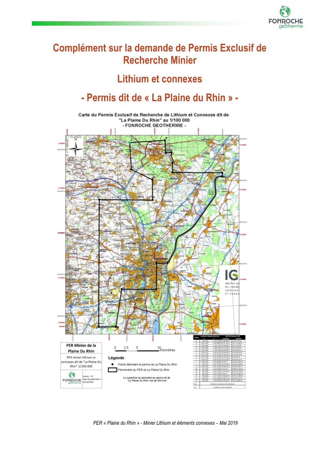 Complément Sur La Demande De Permis Exclusif De Recherche Minier Lithium Et Connexes - Permis Dit De « La Plaine Du Rhin »