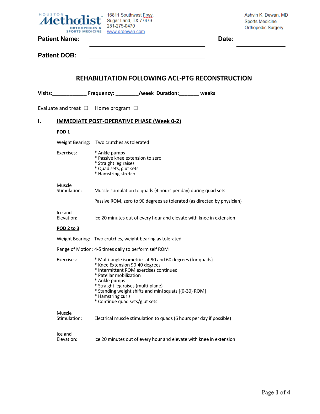 Rehabilitation Following Aclptg Reconstruction