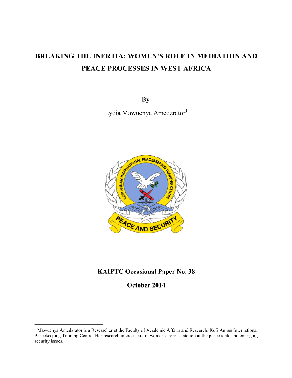 Women's Role in Mediation and Peace Processes in West Africa