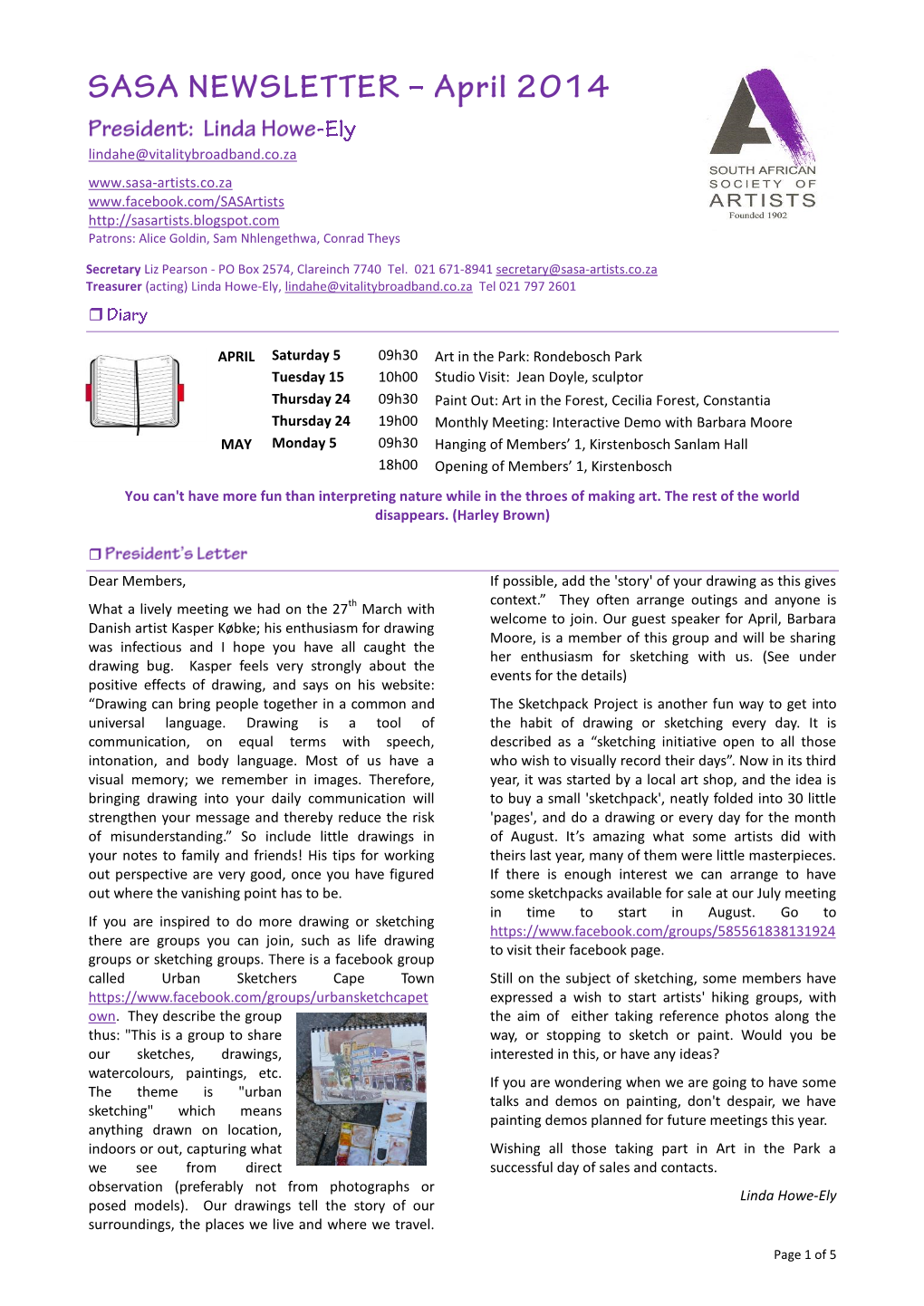 4-SASA April 2014 Newsletter