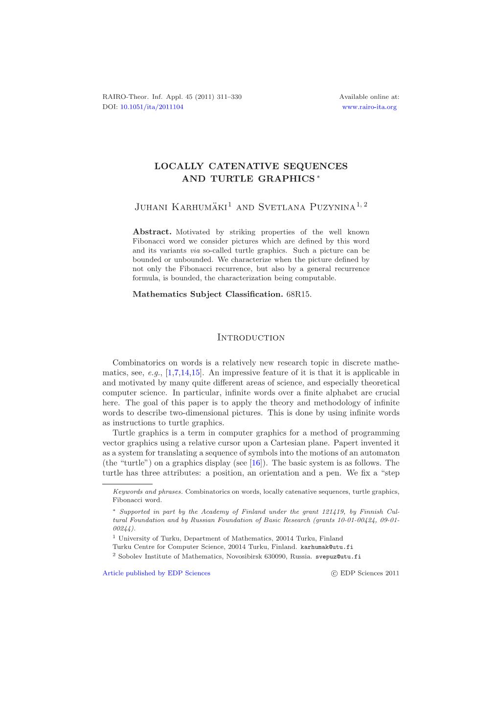 Locally Catenative Sequences and Turtle Graphics ∗