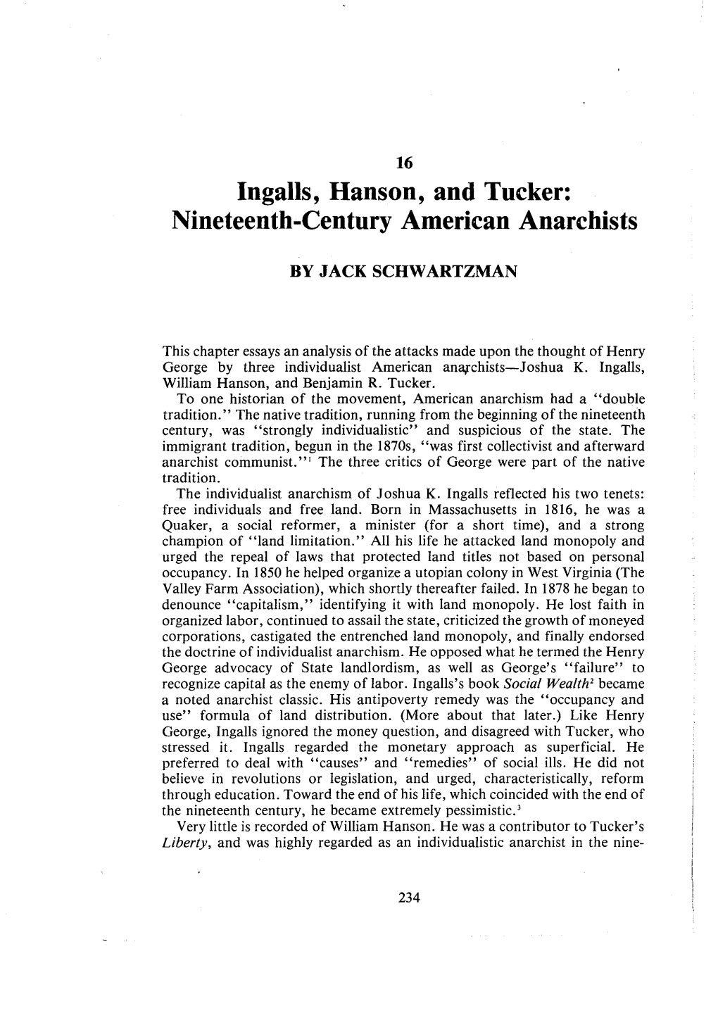 Ingalls, Hanson, and Tucker: Nineteenth-Century American Anarchists