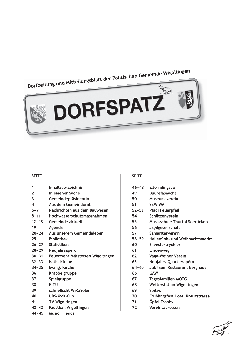 Dorfzeitung Und Mitteilungsblatt Der Politischen Gemeinde Wigoltingen