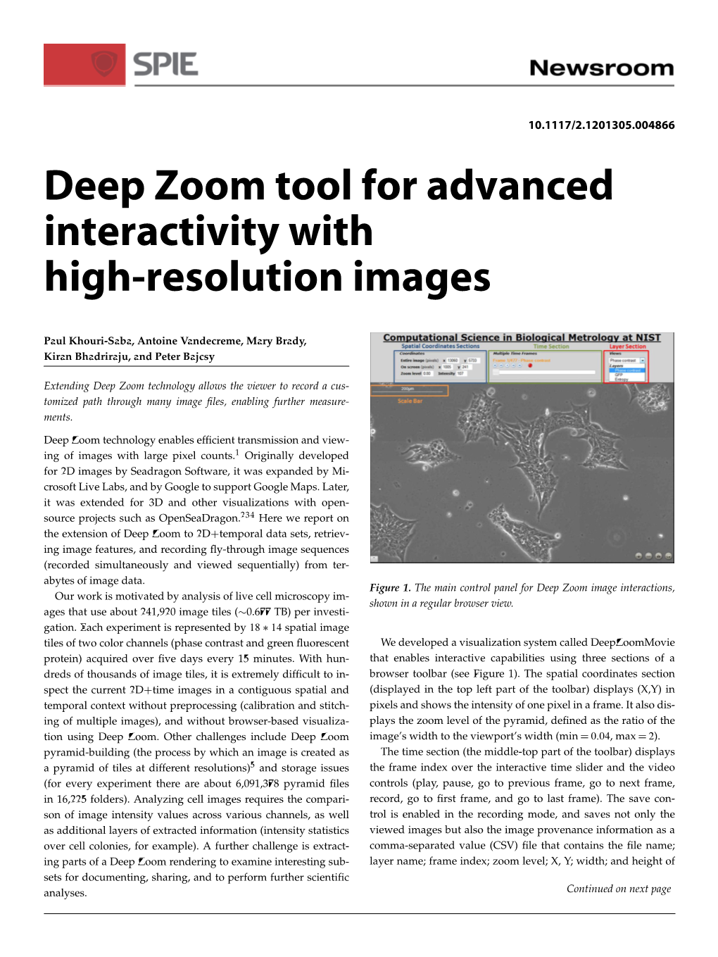 Deep Zoom Tool for Advanced Interactivity with High-Resolution Images