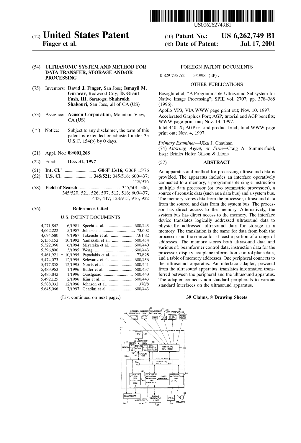 (12) United States Patent (10) Patent No.: US 6,262,749 B1 Finger Et Al