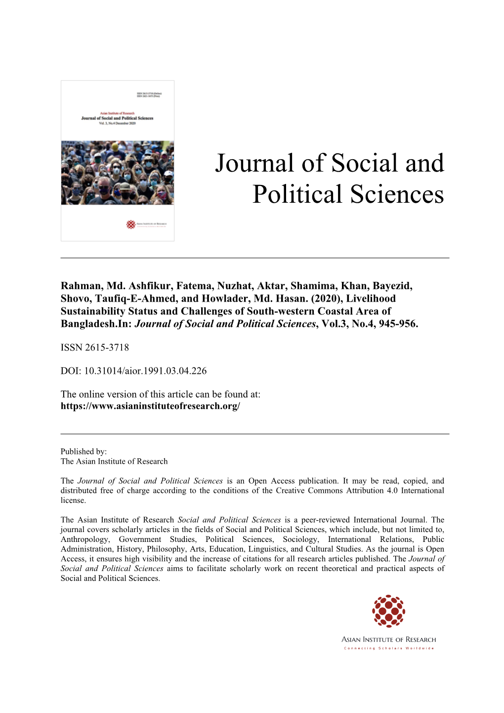 Journal of Social and Political Sciences