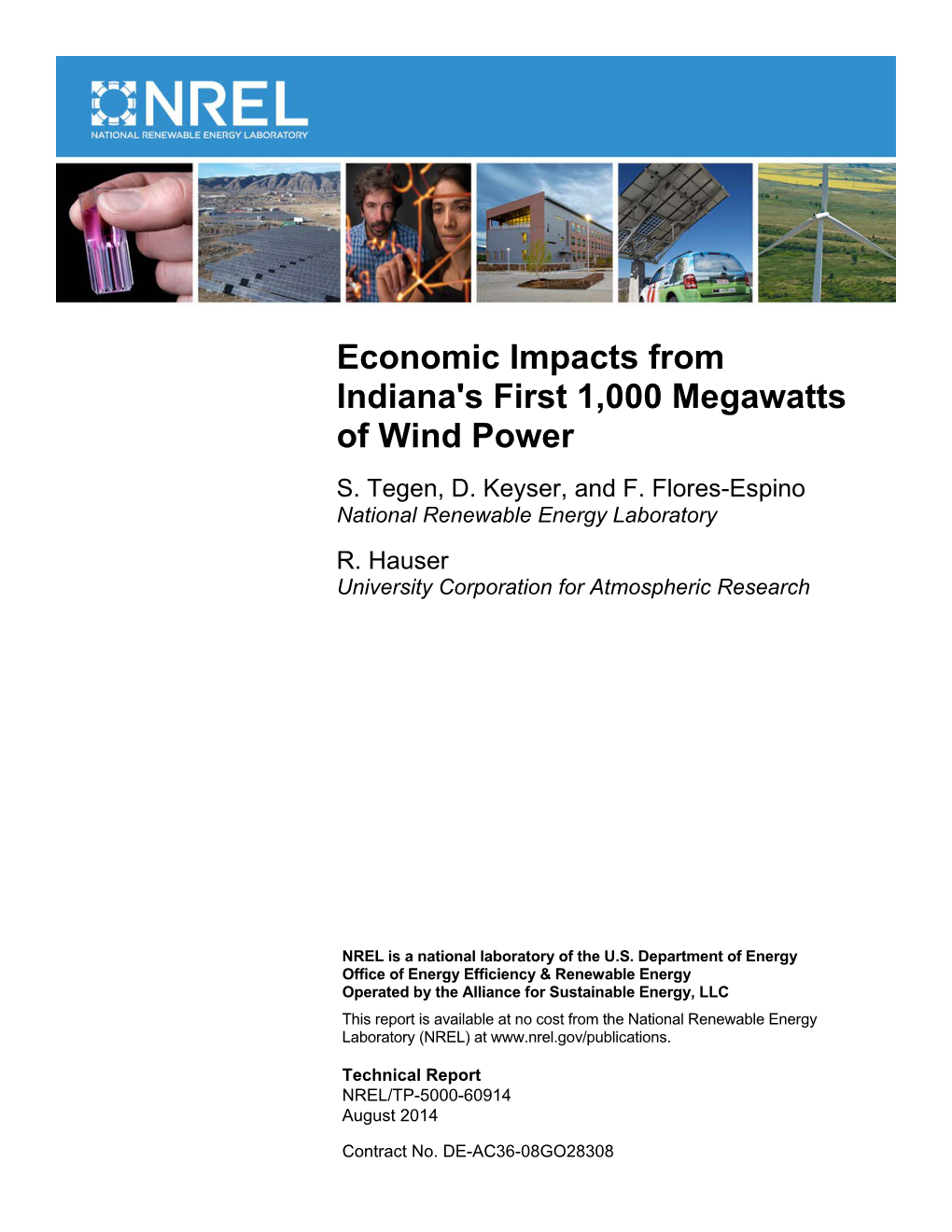 Economic Impacts from Indiana's First 1,000 Megawatts of Wind Power S