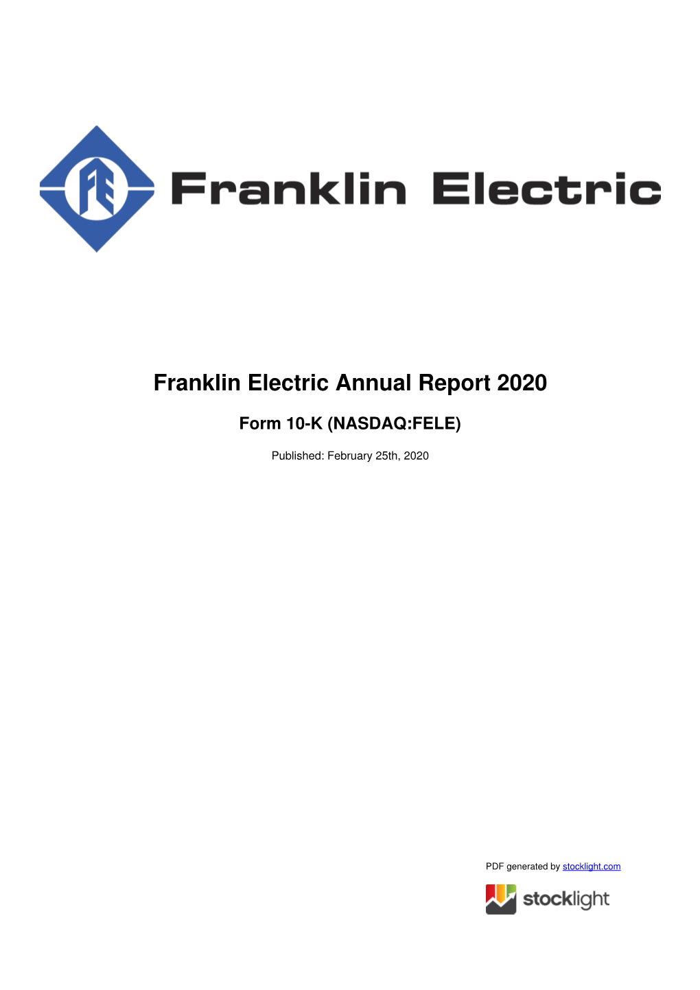 Franklin Electric Annual Report 2020