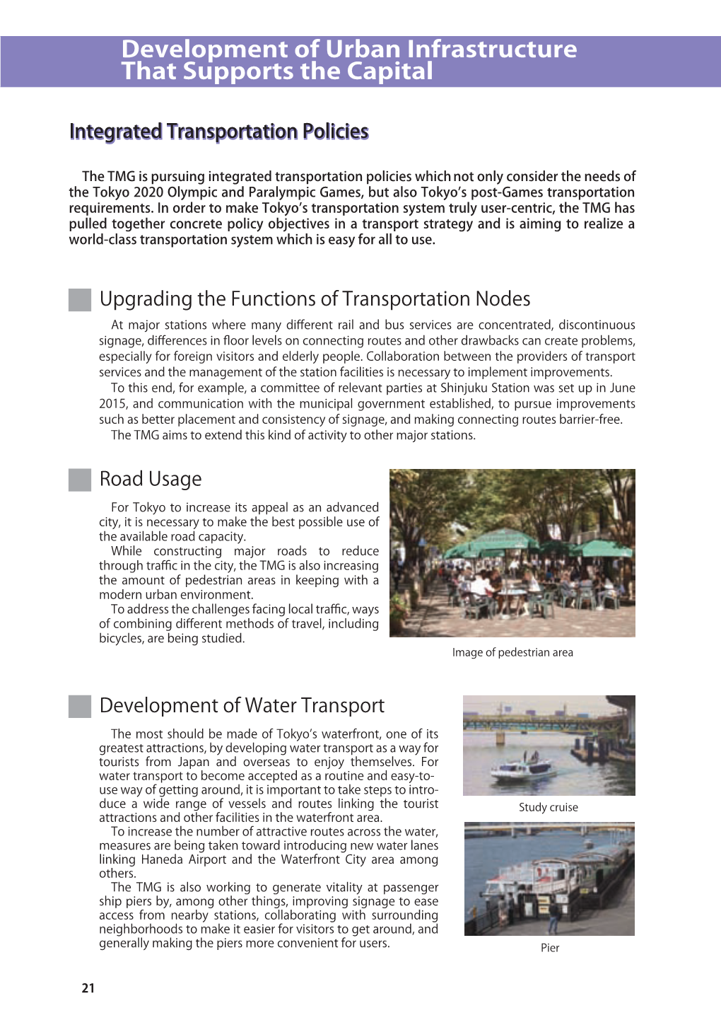 Development of Urban Infrastructure That Supports the Capital