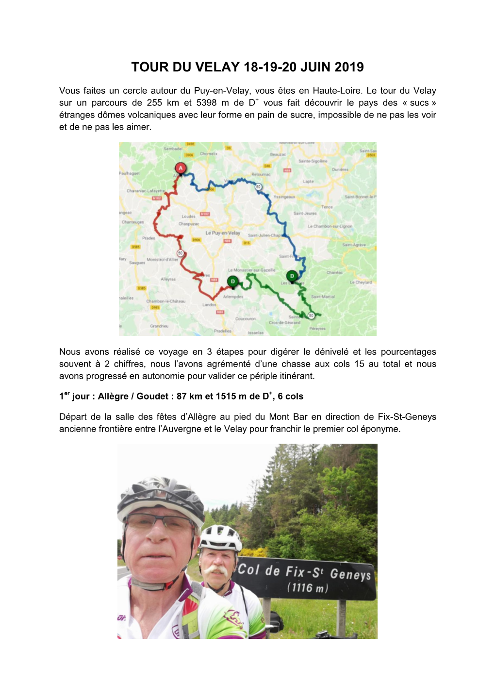 Tour Du Velay 18-19-20 Juin 2019