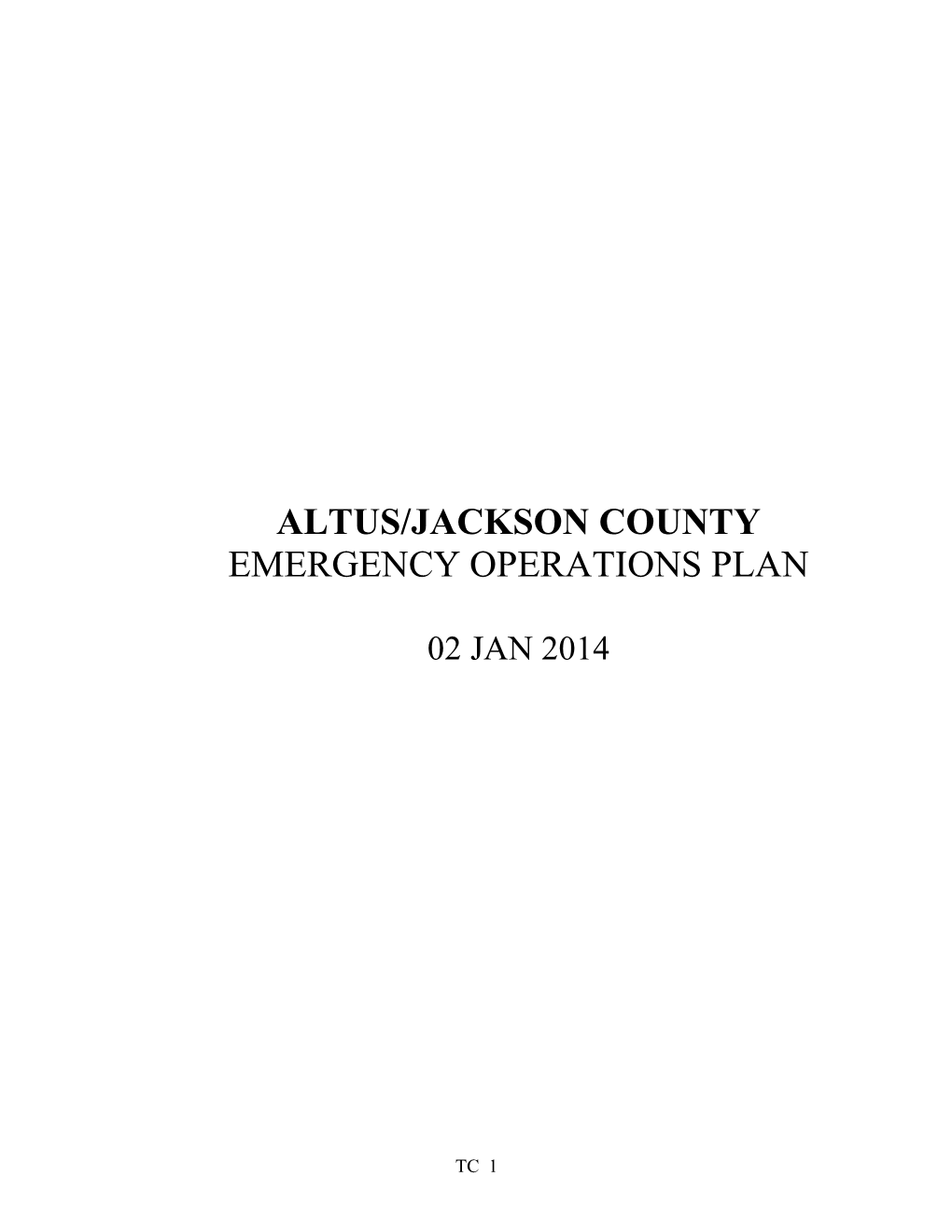 Altus/Jackson County Emergency Operations Plan