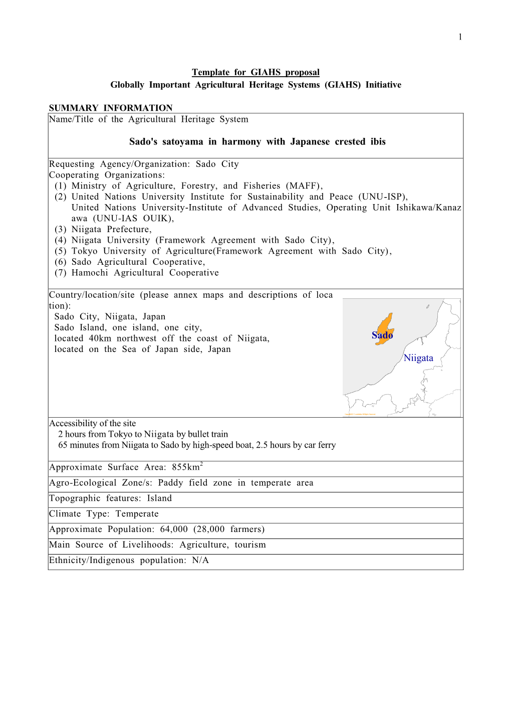 Sado's Satoyama in Harmony with Japanese Crested Ibisi. Template