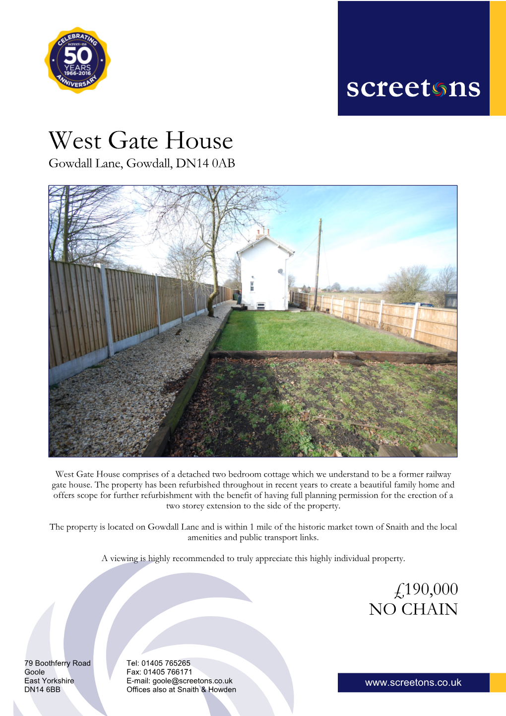 West Gate House Gowdall Lane, Gowdall, DN14 0AB