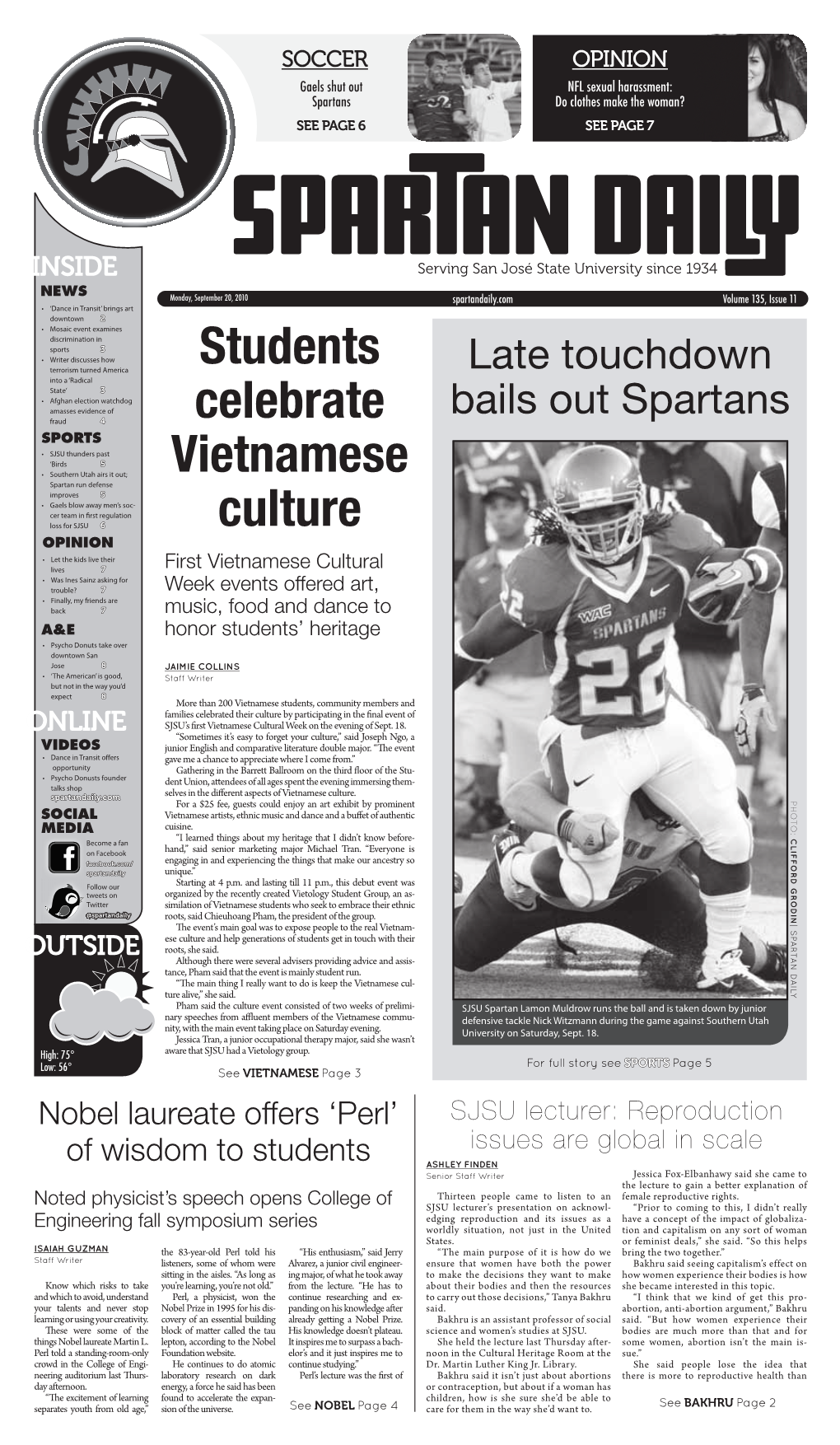 Spartan Daily (September 20, 2010)