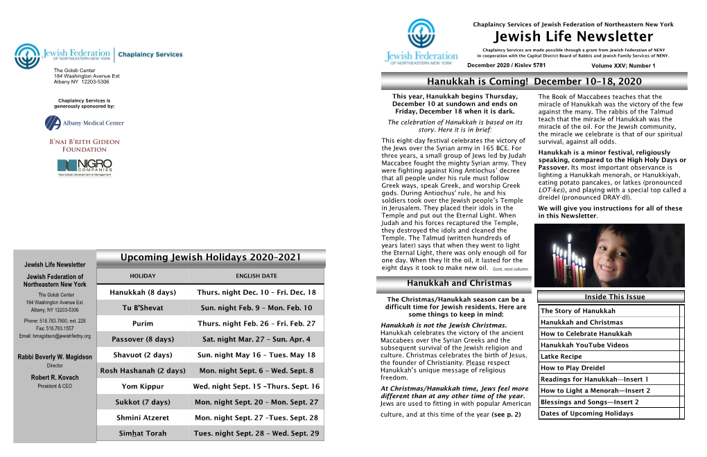 Jewish Life Newsletter