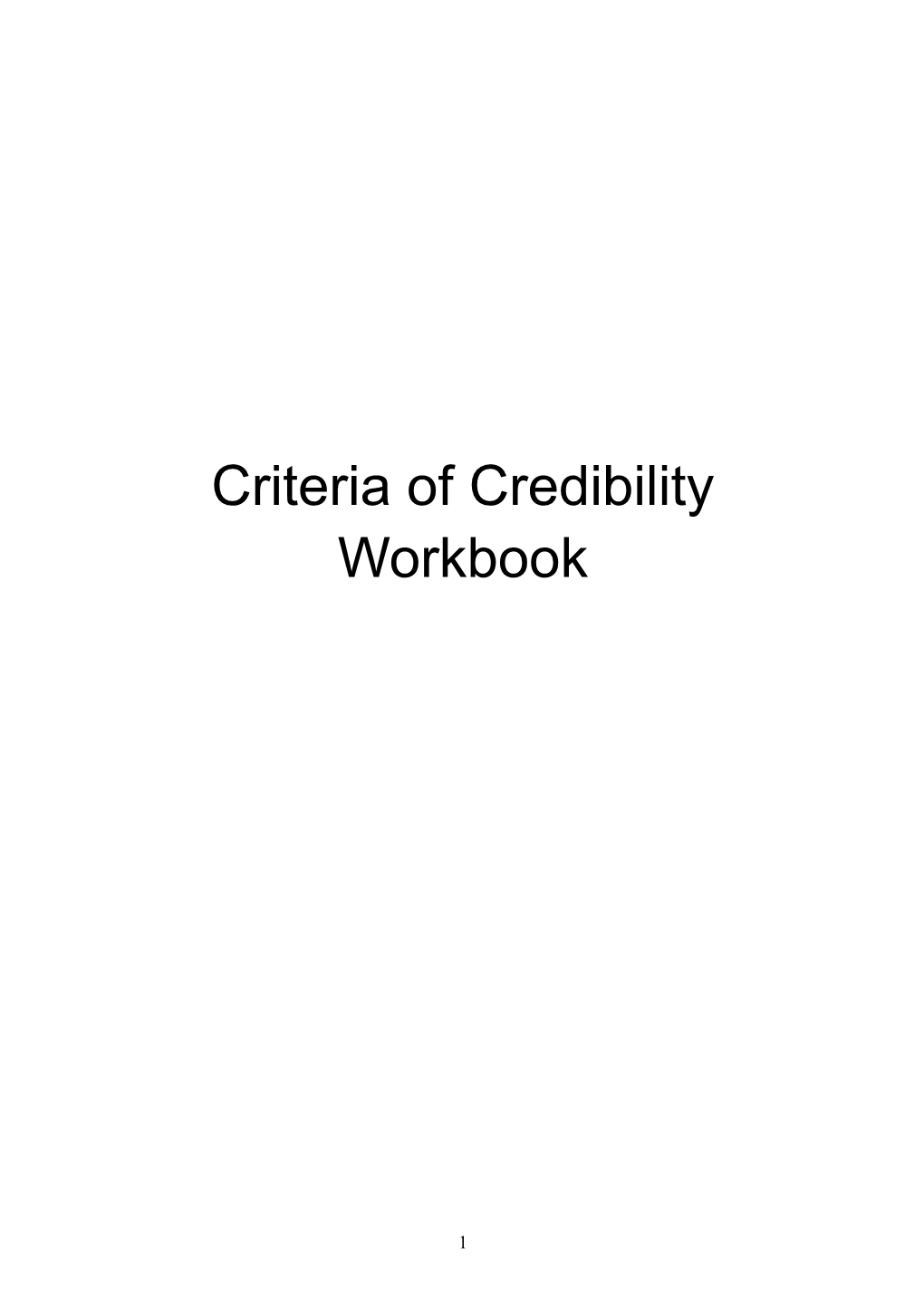 Criteria of Credibility