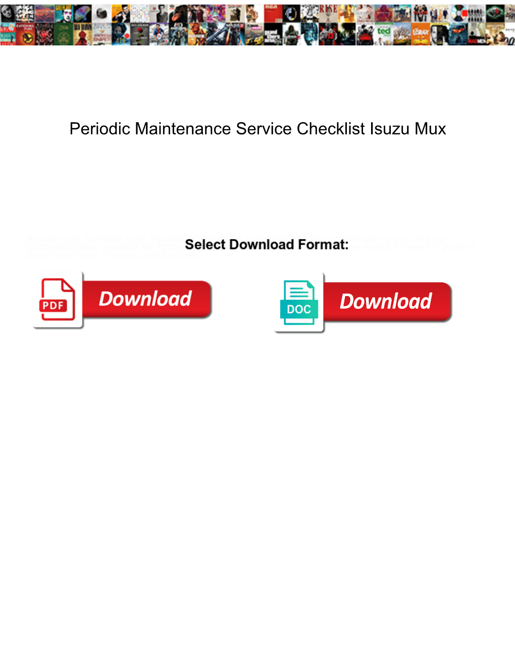 Periodic Maintenance Service Checklist Isuzu Mux