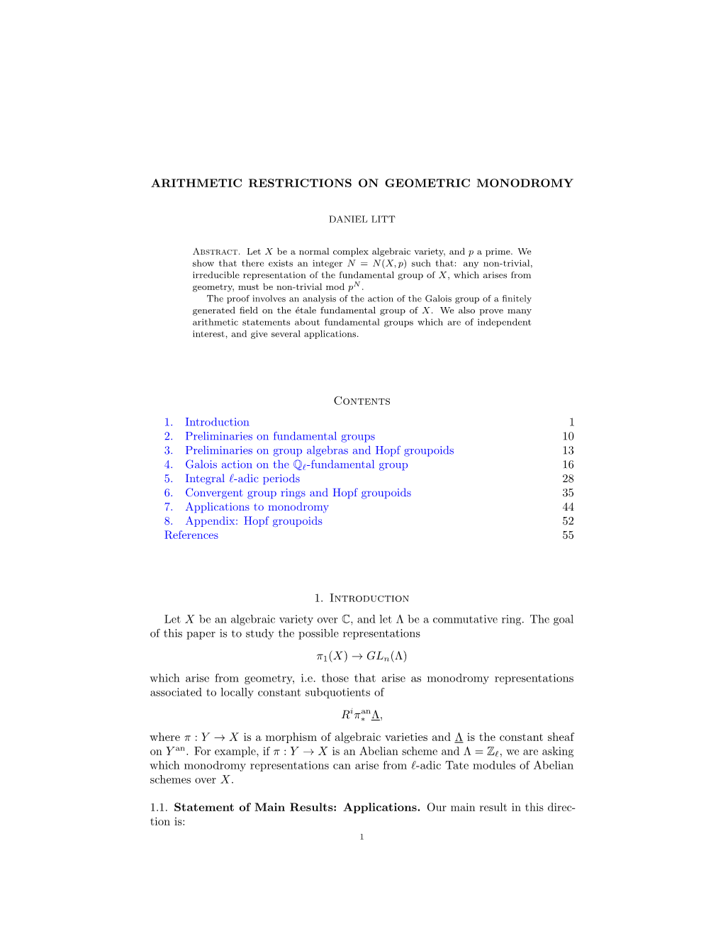 Arithmetic Restrictions on Geometric Monodromy