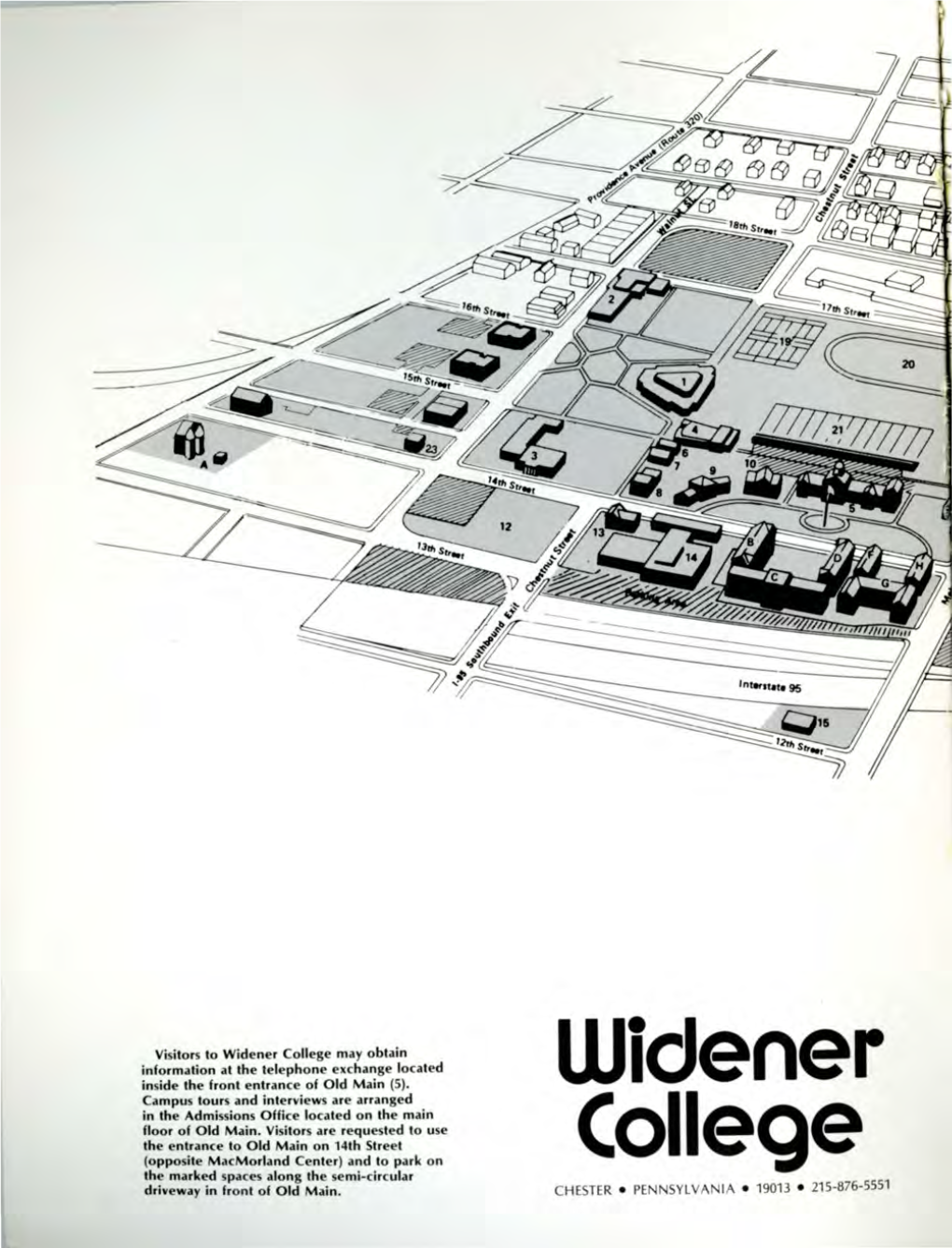 Widener College Courls GUIDE to the Campus Parking Areas Indicared by Diagonal Lines ~ 1