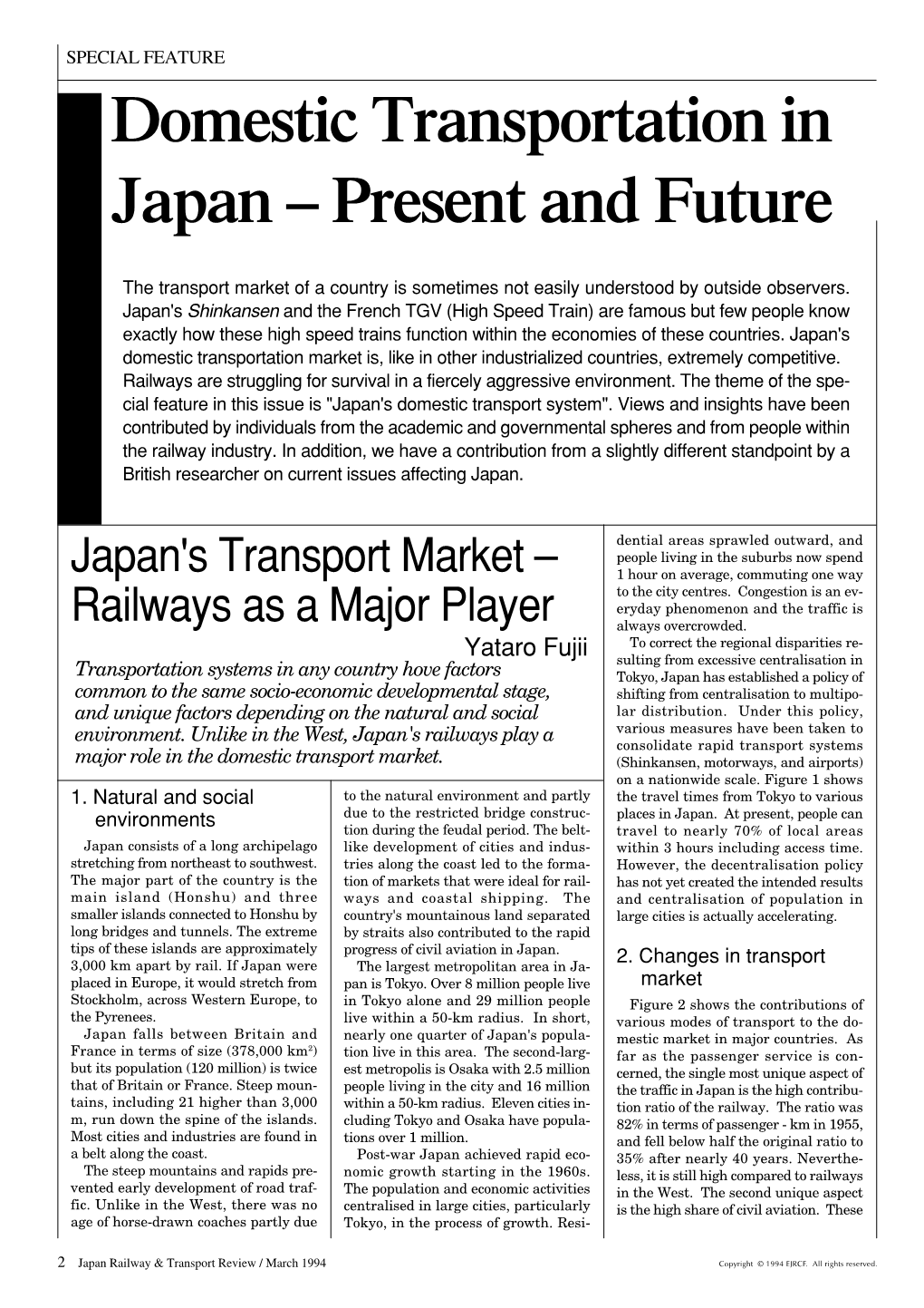 Domestic Transportation in Japan – Present and Future
