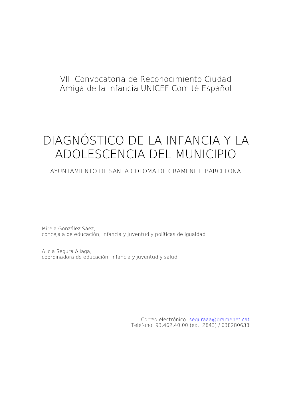 Diagnóstico De La Infancia Y La Adolescencia Del Municipio