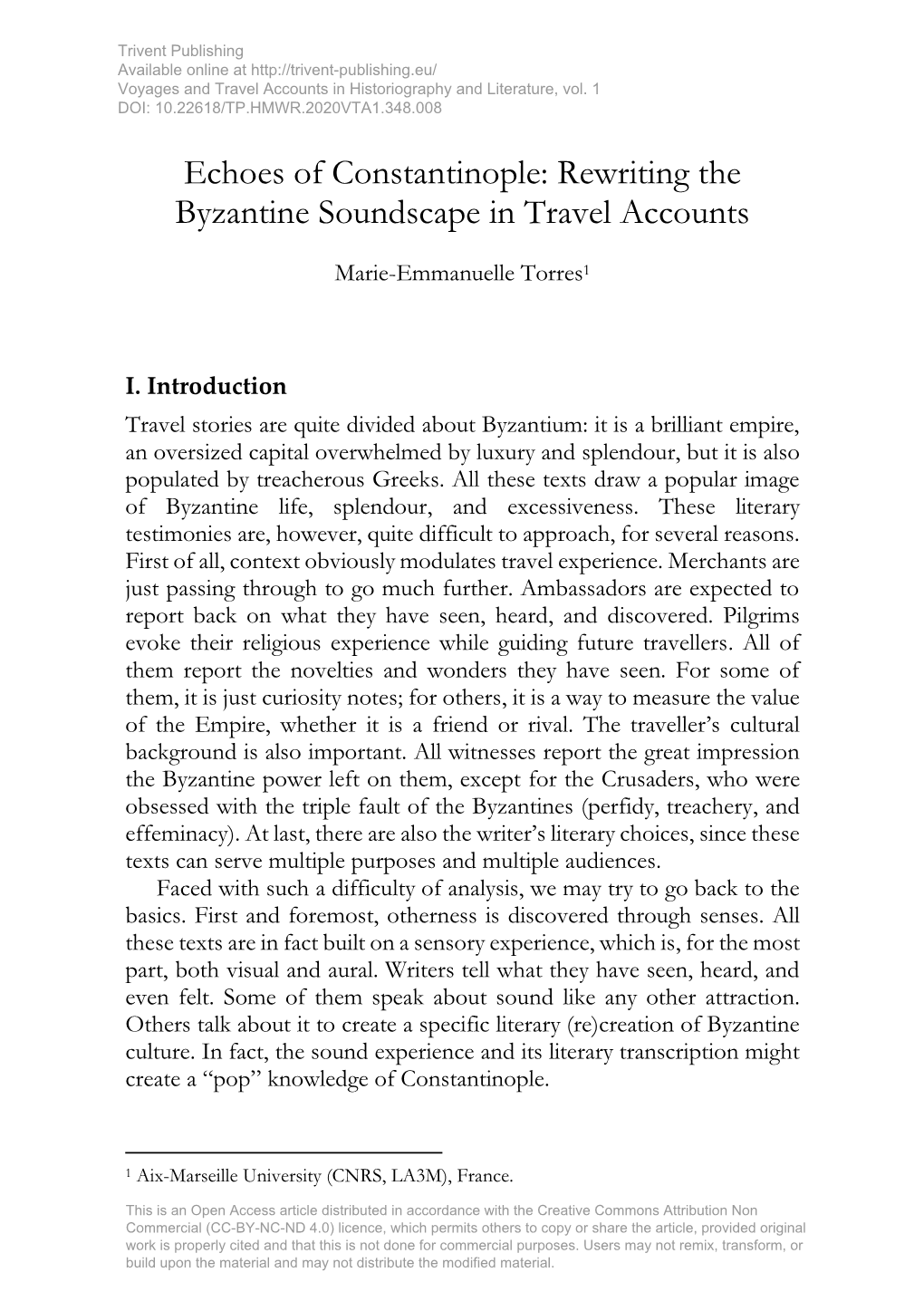 Echoes of Constantinople: Rewriting the Byzantine Soundscape in Travel Accounts