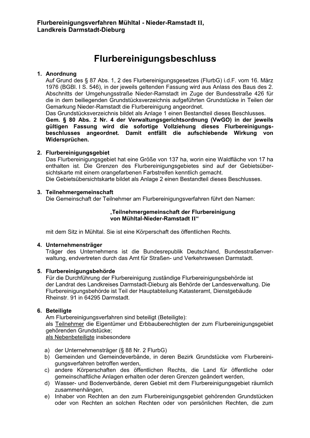 Flurbereinigungsverfahren Mühltal-Nieder-Ramstadt II