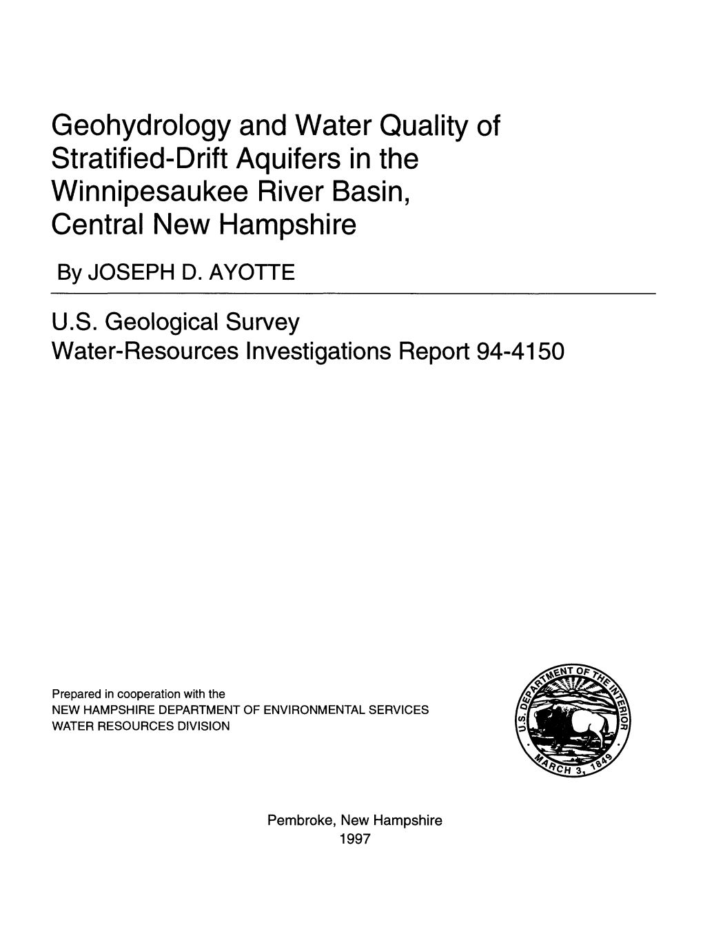 Geohydrology and Water Quality of Stratified-Drift Aquifers in the Winnipesaukee River Basin, Central New Hampshire