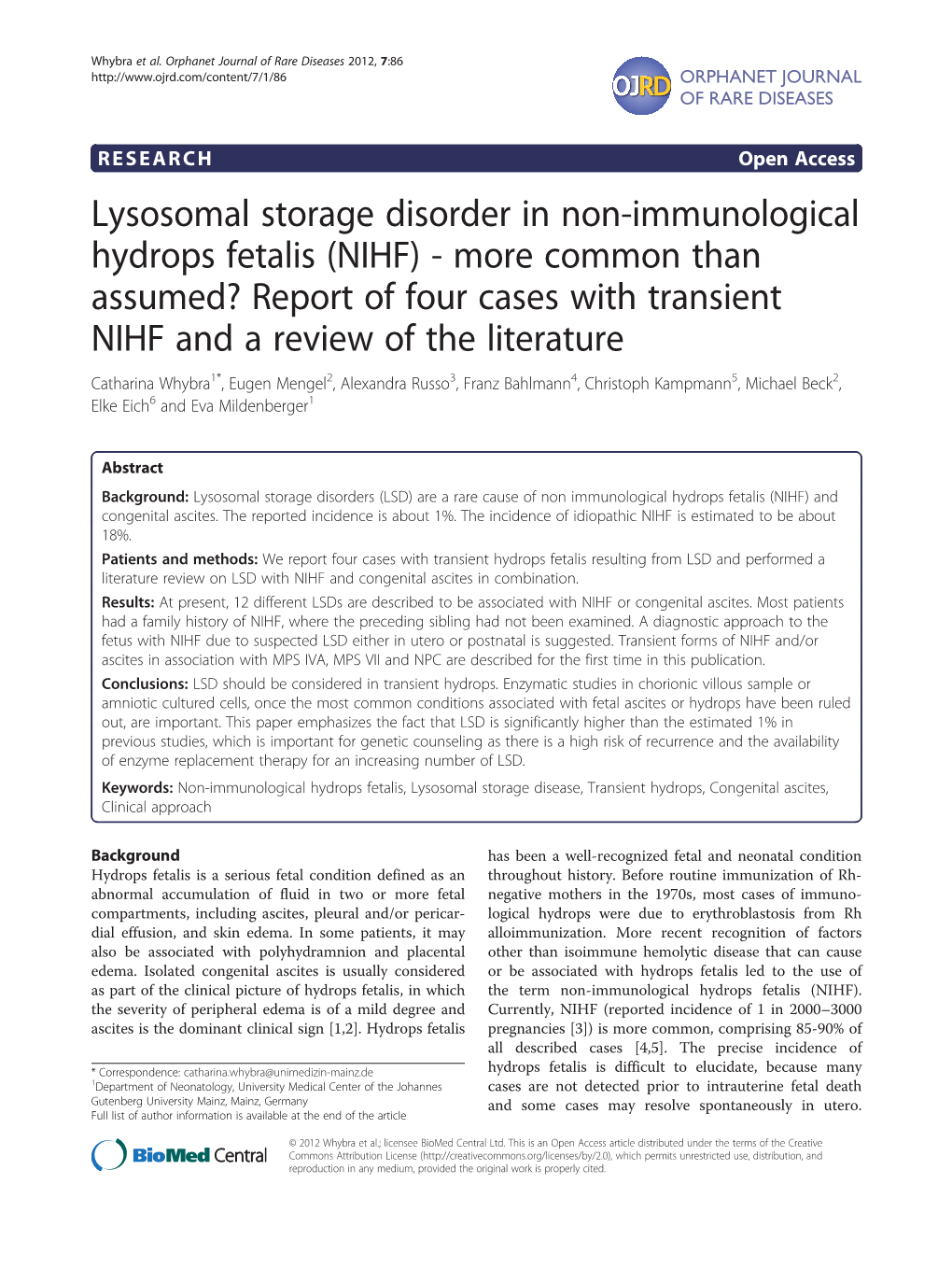 Lysosomal Storage Disorder in Non-Immunological Hydrops Fetalis