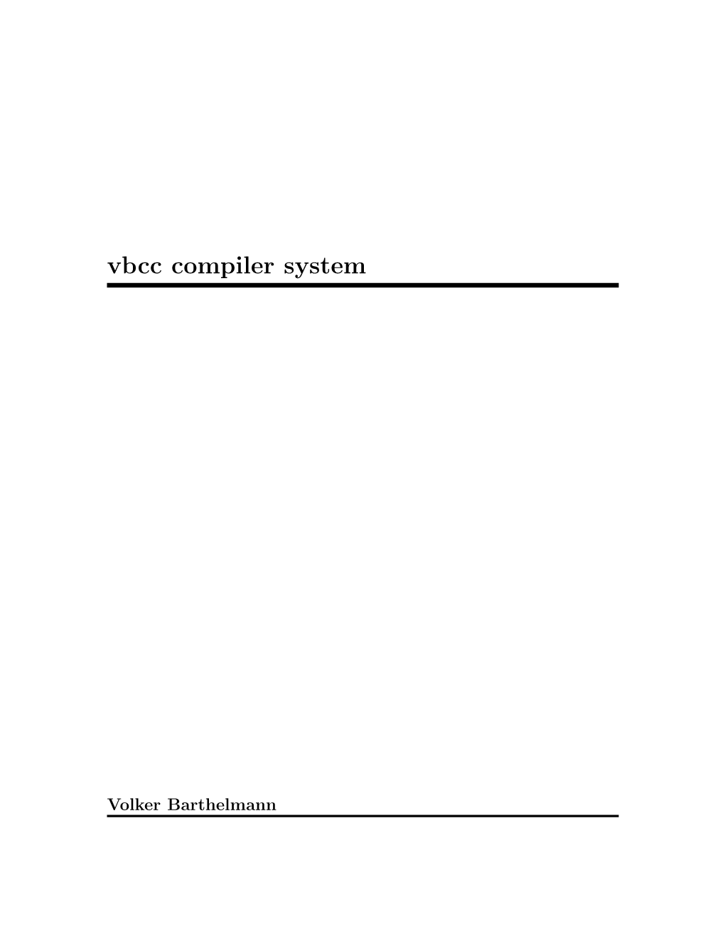 Vbcc Compiler System