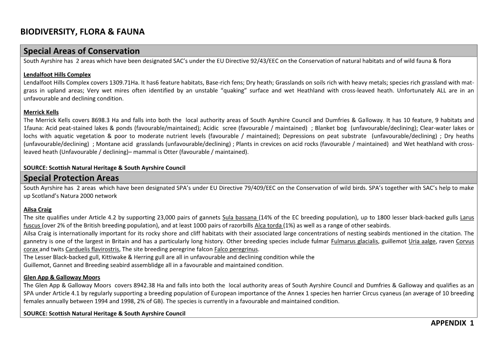 BIODIVERSITY, FLORA & FAUNA Special Areas of Conservation