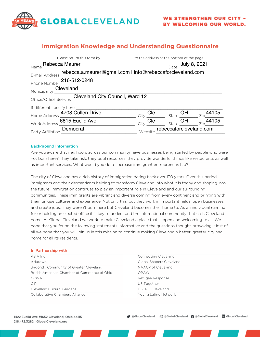 Immigration Knowledge and Understanding Questionnaire