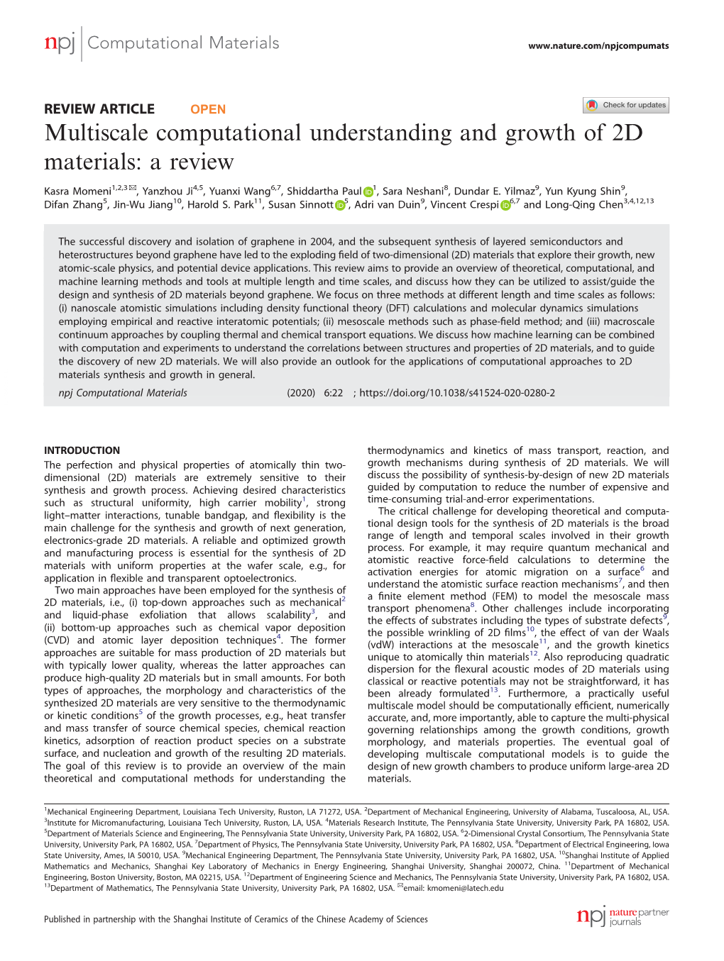 Multiscale Computational Understanding and Growth of 2D Materials: a Review