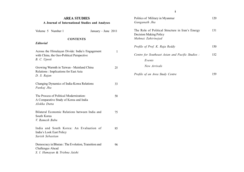 AREA STUDIES Politics of Military in Myanmar 120 a Journal of International Studies and Analyses Ganganath Jha