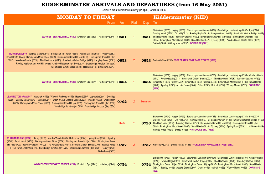 Rail Timetable