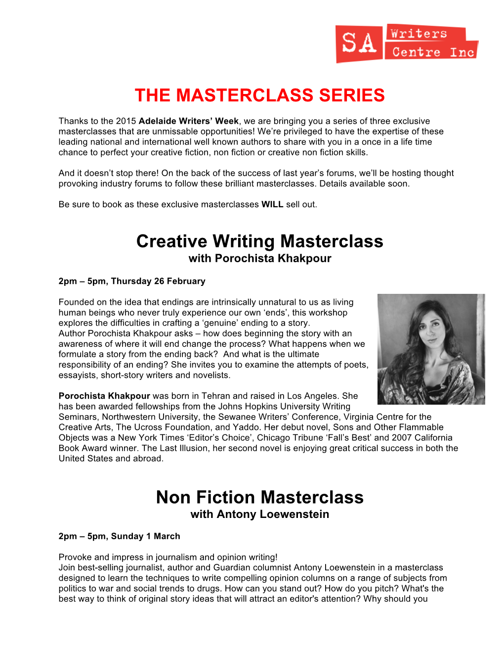 Non Fiction Masterclass with Antony Loewenstein