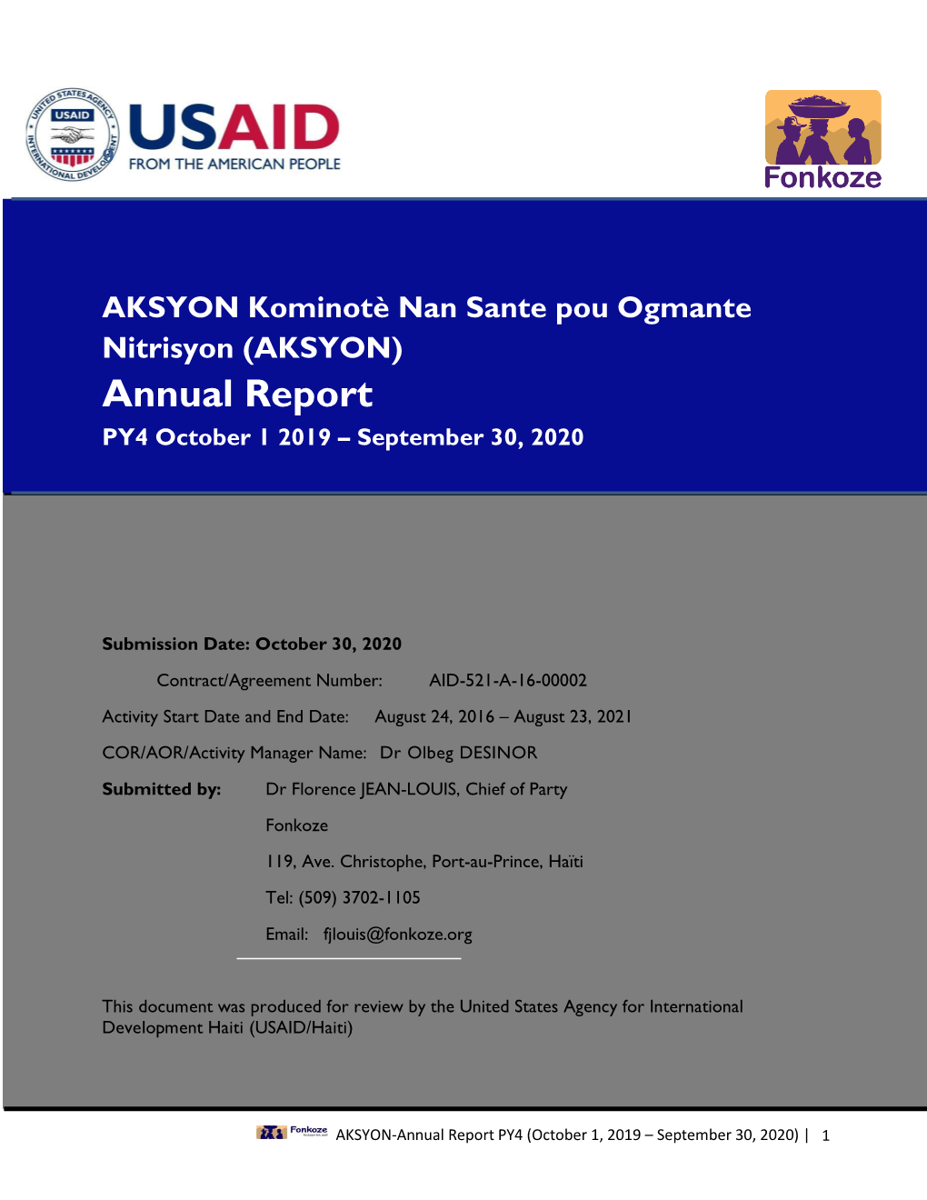 Annual Report PY4 October 1 2019 – September 30, 2020