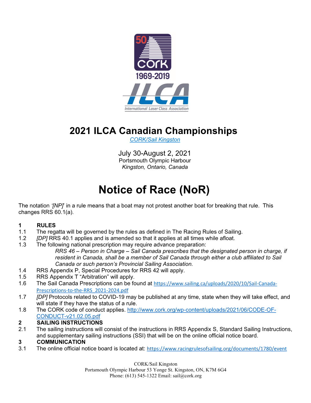 Notice of Race (Nor)