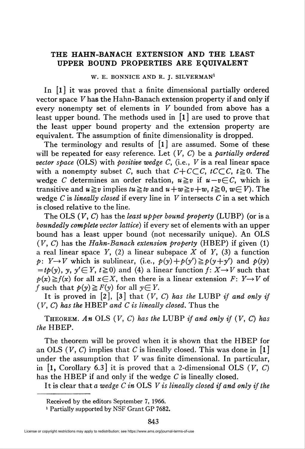 UPPER BOUND PROPERTIES ARE EQUIVALENT Theorem. an OLS (V, C) Has the LUBP If and Only If (V, C) Has the HBEP